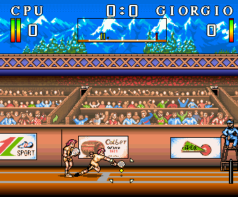 Smash (Amiga) screenshot: A two-on-one exhibition match