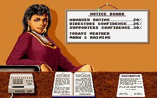 Premier Manager 2 (DOS) screenshot: Notice board