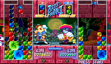 Super Puzzle Fighter II Turbo (Arcade) screenshot: Little trouble