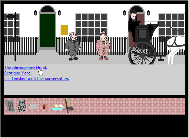 Lozenge and Hampshire: The Case of the Dead Person (Browser) screenshot: Not that many destinations.