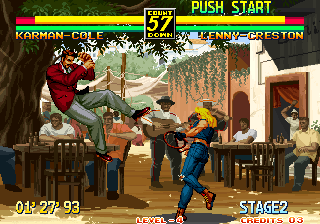 Art of Fighting 3: The Path of The Warrior (Arcade) screenshot: Knocking you through the air.