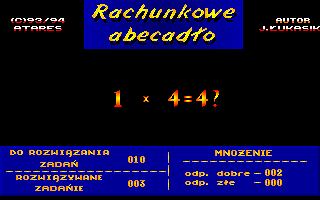 Rachunkowe Abecadło (DOS) screenshot: Write the right result