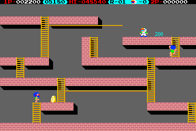 Lode Runner (Arcade) screenshot: One more to collect.