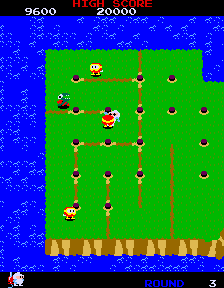 Dig Dug II: Trouble in Paradise (Arcade) screenshot: Level 3