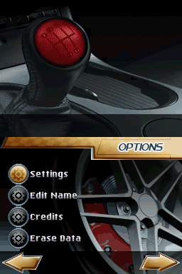 Corvette Evolution GT (Nintendo DS) screenshot: Options