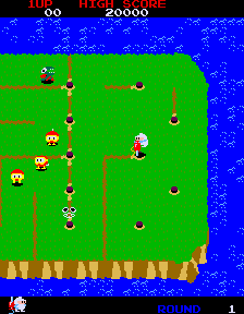 Dig Dug II: Trouble in Paradise (Arcade) screenshot: Drilling