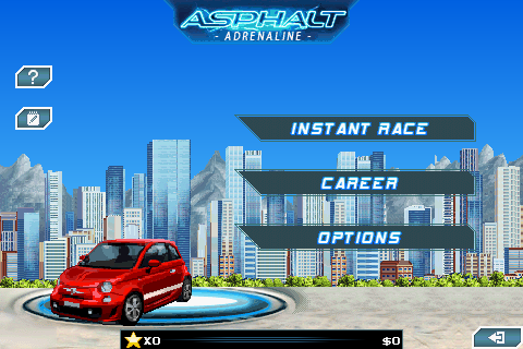 Asphalt 6: Adrenaline (J2ME) screenshot: Main menu