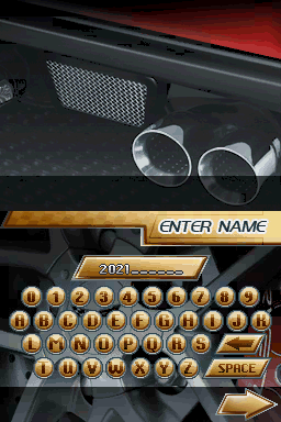 Corvette Evolution GT (Nintendo DS) screenshot: Enter Name