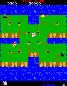 Dig Dug II: Trouble in Paradise (Arcade) screenshot: Level 2