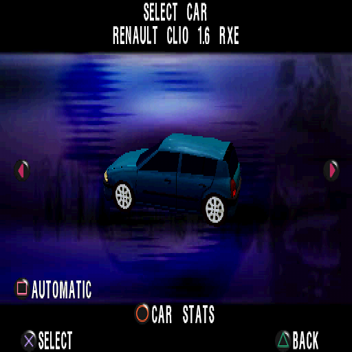 Max Power Racing (PlayStation) screenshot: Renault Clio 1.6 RXE