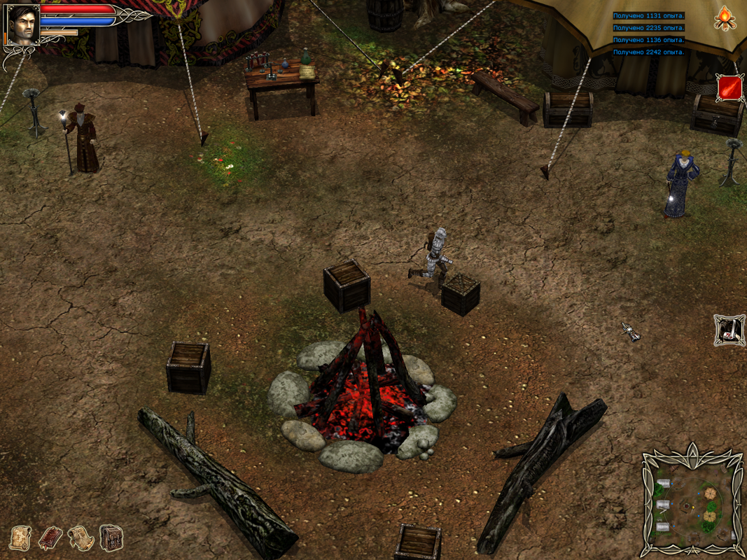 Dark Tower Conspiracy (Windows) screenshot: As usual in such games, in the cities and camps you'll be able to repair the old equipment and buy the new one.