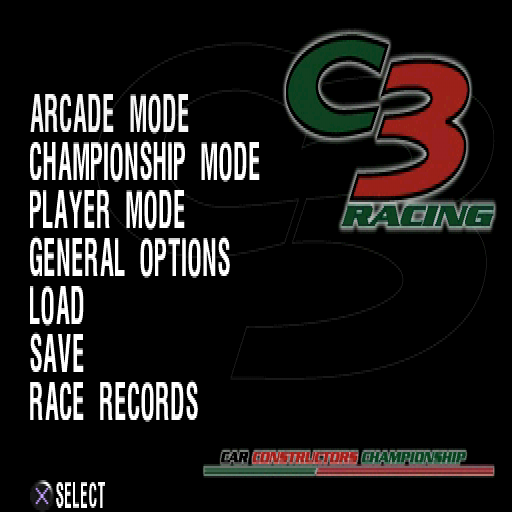 Max Power Racing (PlayStation) screenshot: Main menu