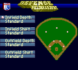 Frank Thomas Big Hurt Baseball (Game Gear) screenshot: Configuring your defense