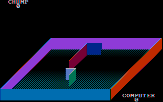 Novatron (DOS) screenshot: Beginner level: taking it slow and easy (CGA w/composite monitor)
