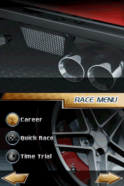 Corvette Evolution GT (Nintendo DS) screenshot: Race Menu