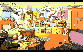 The Adventures of Willy Beamish (Amiga) screenshot: Willy's room.