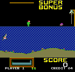 Hunchback (Arcade) screenshot: Avoid the rocks.