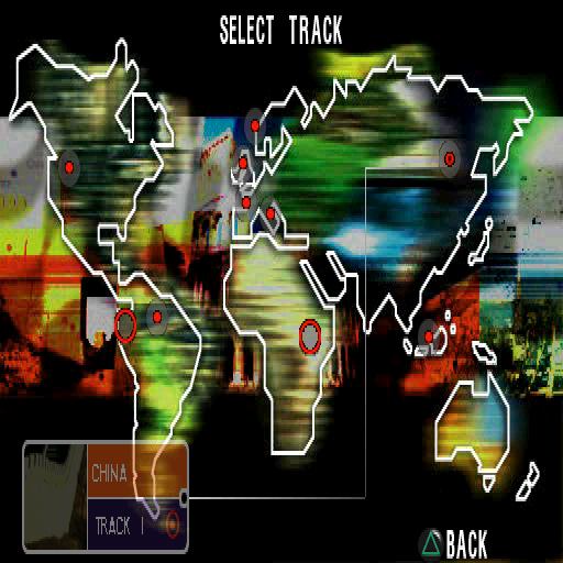 Max Power Racing (PlayStation) screenshot: Select Track - China