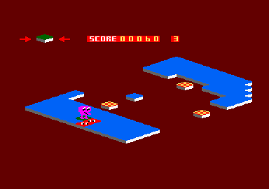 Binky (Amstrad CPC) screenshot: Fourth levels - several moving platforms
