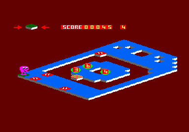 Binky (Amstrad CPC) screenshot: Third level - with moving platform