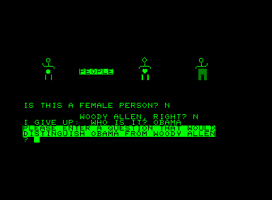 People (Commodore PET/CBM) screenshot: My starting database only had Woody Allen as a male :)