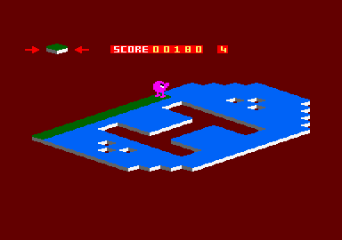 Binky (Amstrad CPC) screenshot: The floor is painted when Binky moves over them