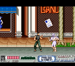 Mighty Morphin Power Rangers: The Movie (SNES) screenshot: On the streets fighting bad guys