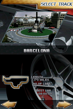 Corvette Evolution GT (Nintendo DS) screenshot: Quick Race - Select Track