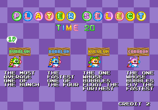 Bubble Symphony (Arcade) screenshot: Character selection