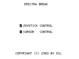 Spectra Break (Spectravideo) screenshot: Title screen