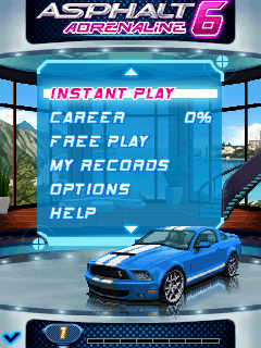 Asphalt 6: Adrenaline (J2ME) screenshot: Main menu