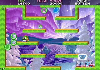 Bubble Symphony (Arcade) screenshot: Monster trapped inside the bubble