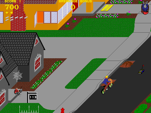Paperboy (Arcade) screenshot: Some small jumps.