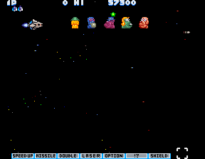 Parodius (Arcade) screenshot: First enemies