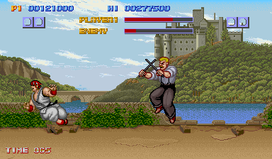 Street Fighter (Arcade) screenshot: Eagle has sticks