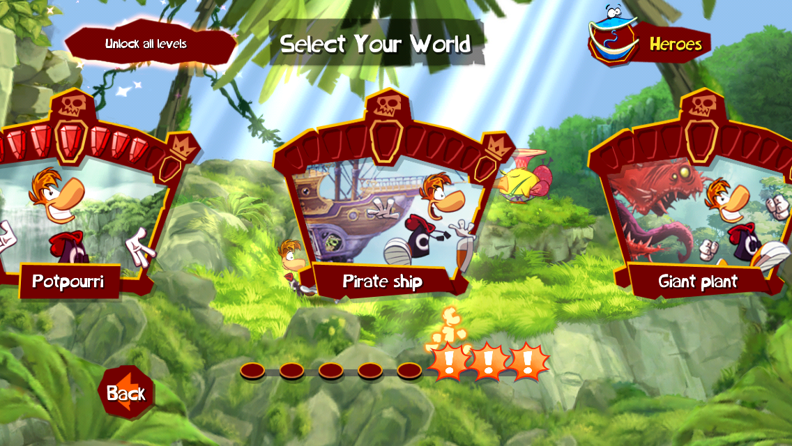 Rayman Jungle Run (iPhone) screenshot: Some of the newest, most challenging worlds
