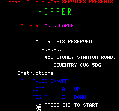 Hopper (Oric) screenshot: Title screen