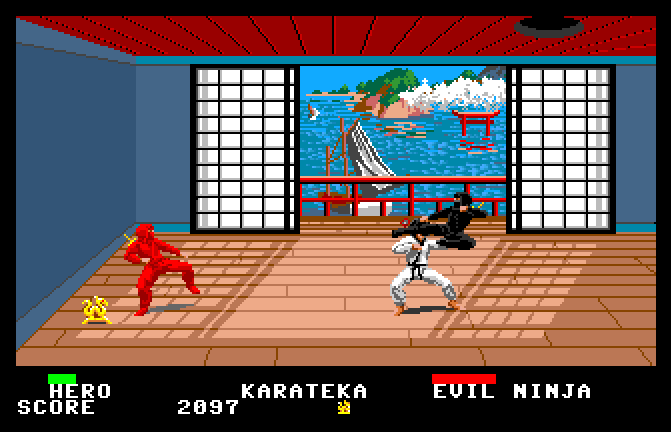 Ninja (Arcade) screenshot: An idol sits in the corner
