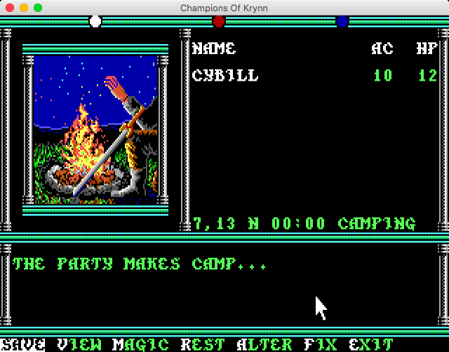 Advanced Dungeons & Dragons: Collectors Edition Vol.2 (Macintosh) screenshot: Champions of Krynn (GOG version) - Making camp