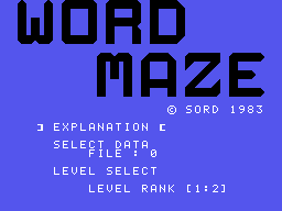 Wordmaze (Sord M5) screenshot: Title screen
