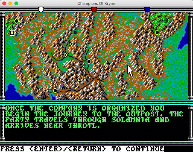 Advanced Dungeons & Dragons: Collectors Edition Vol.2 (Macintosh) screenshot: Champions of Krynn (GOG version) - Map screen