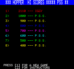 Hopper (Oric) screenshot: High score