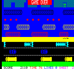 Hopper (Oric) screenshot: Game over