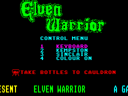 Elven Warrior (ZX Spectrum) screenshot: Title Screen