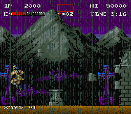 Haunted Castle (Arcade) screenshot: Dangerous wall