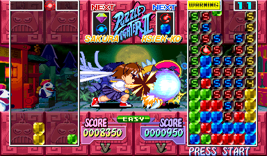 Super Puzzle Fighter II Turbo (Arcade) screenshot: Hadouken!