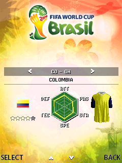2014 FIFA World Cup Brazil (J2ME) screenshot: Team selection