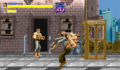 Final Fight (Arcade) screenshot: Haggar is good wrestler