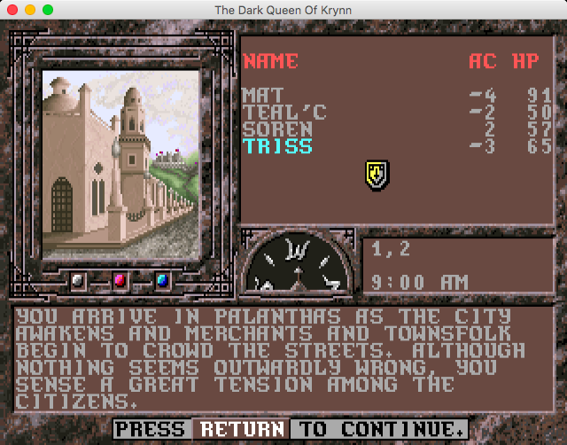 Advanced Dungeons & Dragons: Collectors Edition Vol.2 (Macintosh) screenshot: The Dark Queen of Krynn (GOG version) - The city of Palanthas