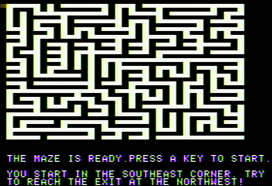 Maze Game (Apple II) screenshot: And now for something bigger...